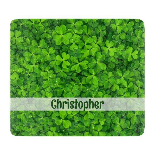 Shamrock Clovers Personalised Cutting Board (Front)