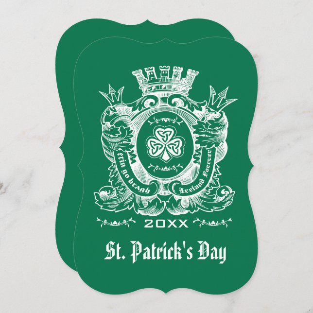 Shamrock Coat of Arm St. Patrick's Day Invitations (Front/Back)