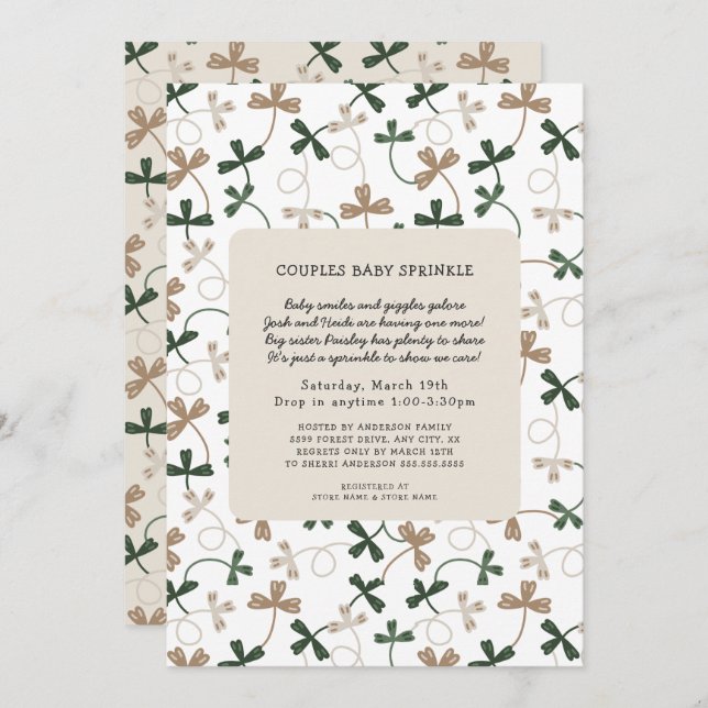 Shamrock Couples Drop In Baby Sprinkle Invitation (Front/Back)