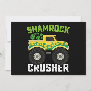Shamrock Crusher Monster Truck St Patrick's Day Invitation