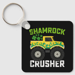Shamrock Crusher Monster Truck St Patrick's Day Key Ring