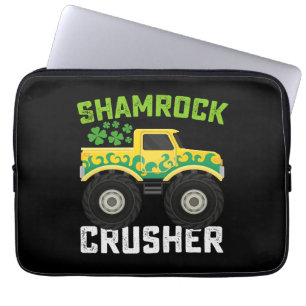 Shamrock Crusher Monster Truck St Patrick's Day Laptop Sleeve