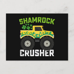 Shamrock Crusher Monster Truck St Patrick's Day Postcard