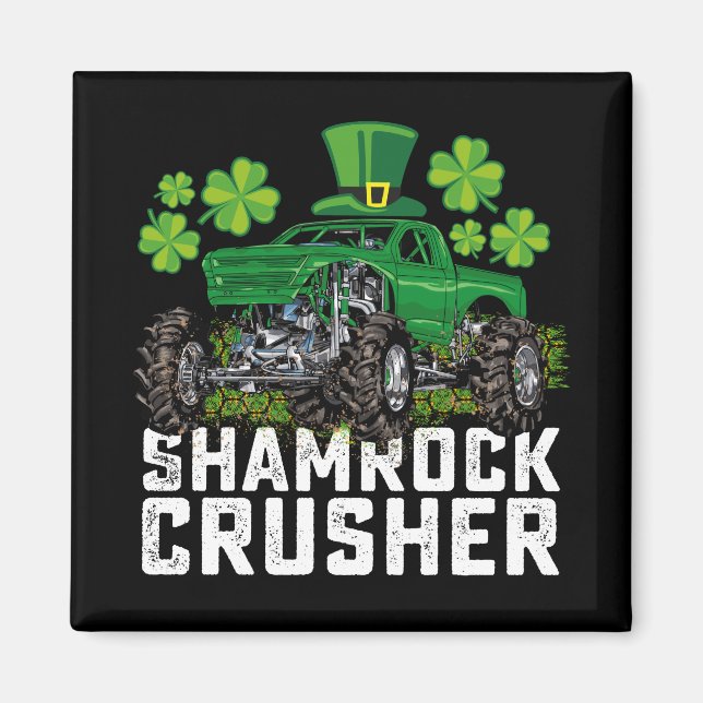 Shamrock Crusher St Patricks Day Monster Truck Magnet (Front)