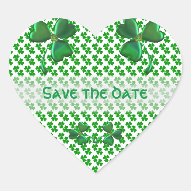 Shamrock Custom Save the date Irish Heart Sticker (Front)