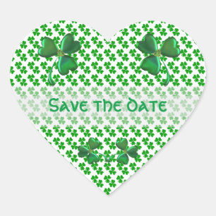 Shamrock Custom Save the date Irish Heart Sticker