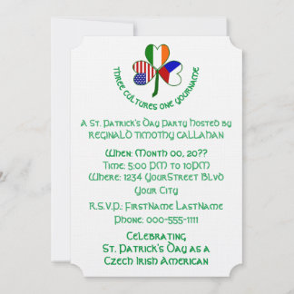 Shamrock Czechia Ireland USA Personalize Text Invitation
