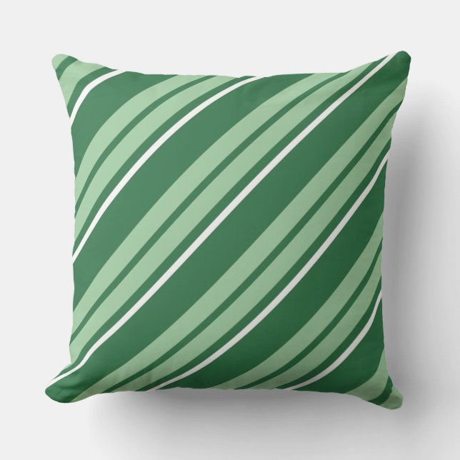 Shamrock Dark and Light Green Striped Pillow (Front)