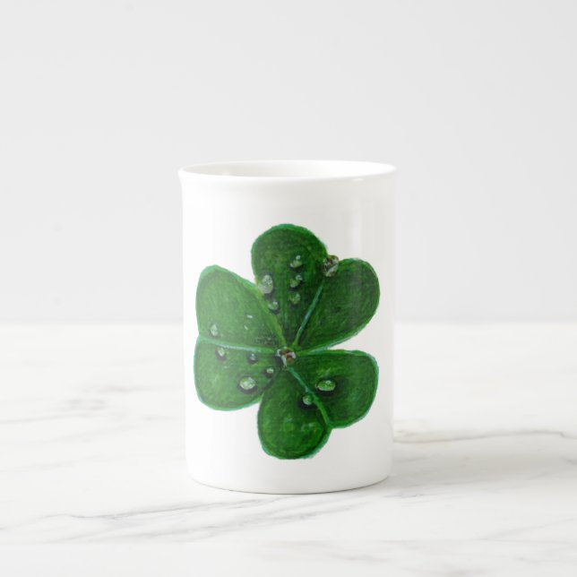 Shamrock Dewdrops ا Bone China Mug (Front)