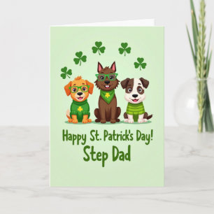 Shamrock Dog Pattern Step Dad Card