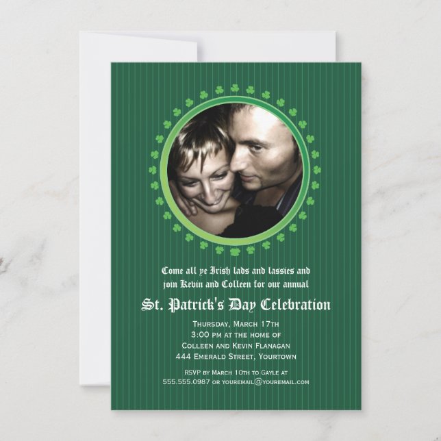 Shamrock Double Porthole St Patricks Day Party Invitation (Front)