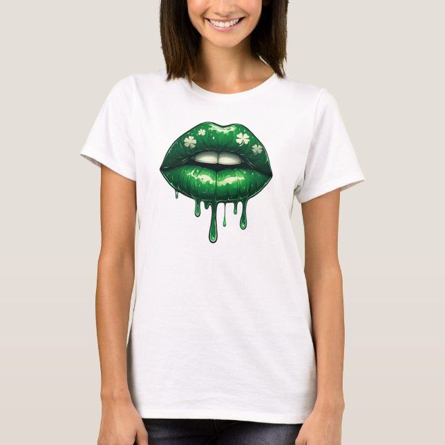 Shamrock Drip Lips T-Shirt (Front)