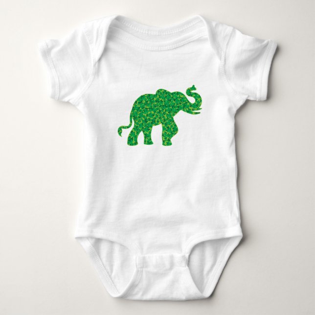 Shamrock Elephants Baby Bodysuit (Front)
