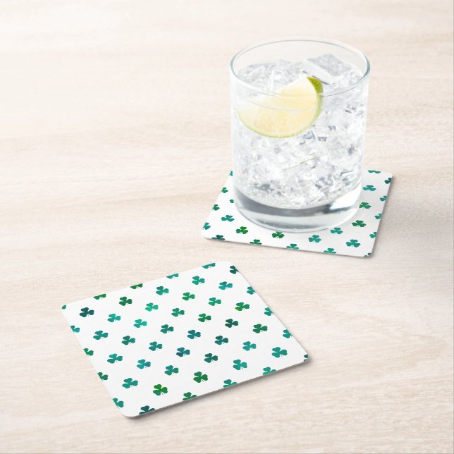 Shamrock Emerald Green - Micro Square Paper Coaster (Insitu)
