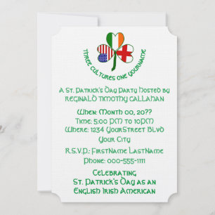 Shamrock England Ireland USA Personalise Text Invitation