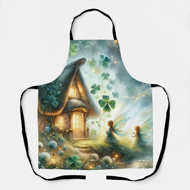 Shamrock Fairy Cottage Glow Apron (Front)