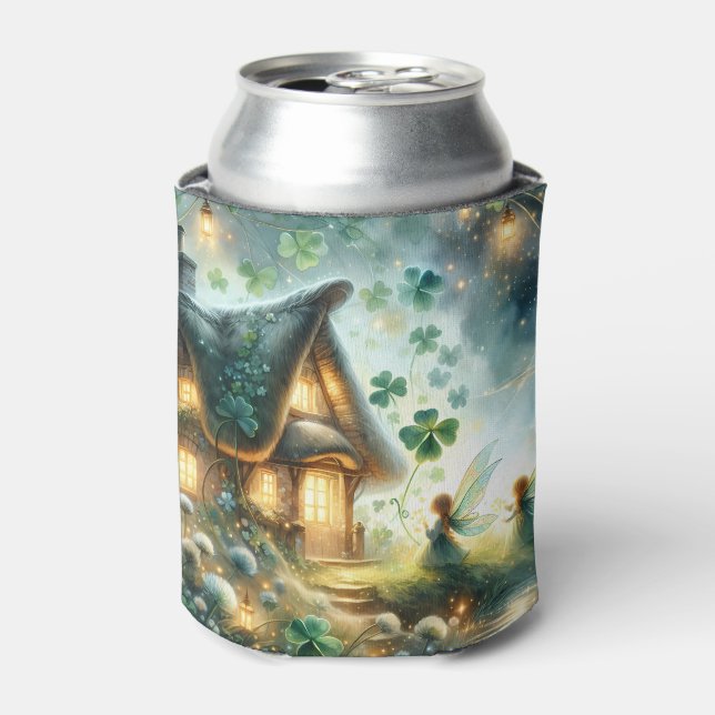 Shamrock Fairy Cottage Glow Can Cooler (Can Front)