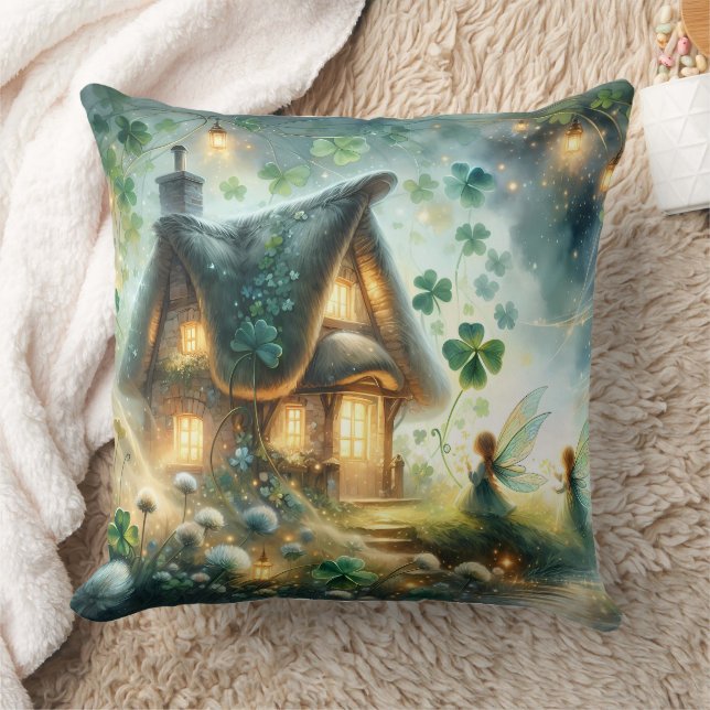Shamrock Fairy Cottage Glow Cushion (Blanket)