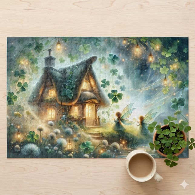 Shamrock Fairy Cottage Glow Jigsaw Puzzle (Shamrock Fairy Cottage Glow Jigsaw Puzzle)