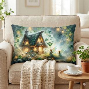 Shamrock Fairy Cottage Glow Lumbar Cushion