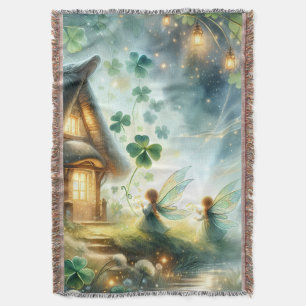 Shamrock Fairy Cottage Glow Throw Blanket
