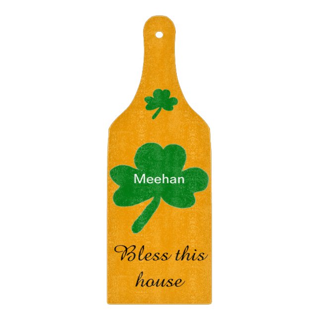Shamrock Family Name Bless This House Cutting Board (Front)