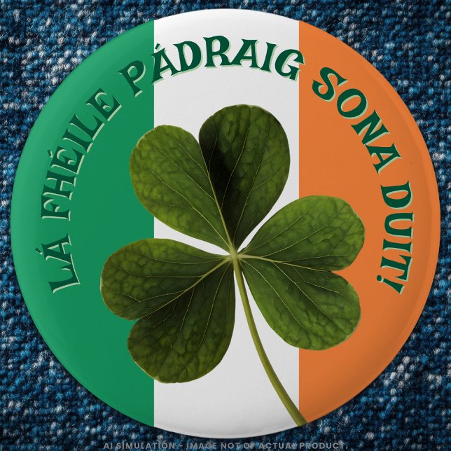 Shamrock/Flag of Ireland Happy St. Patrick’s Day!  6 Cm Round Badge (Creator Uploaded)