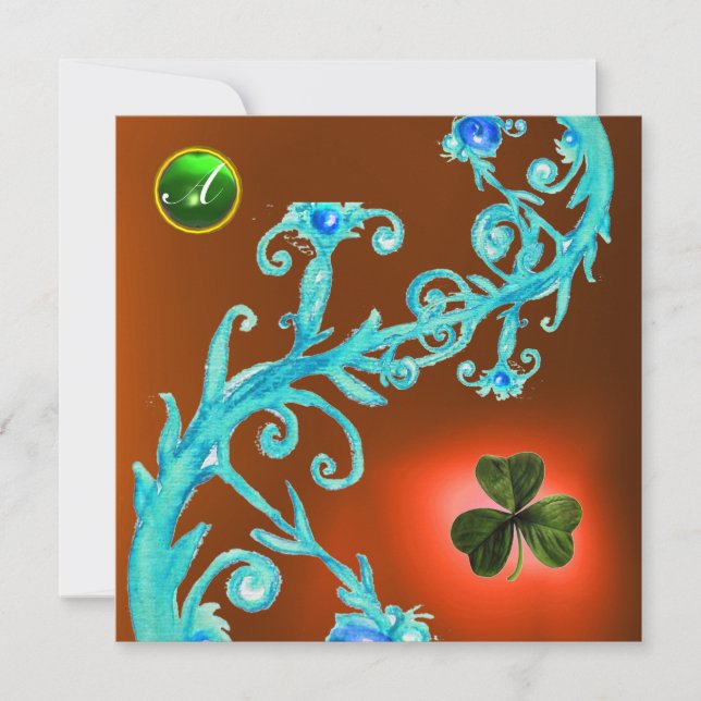 SHAMROCK FLORAL ST PATRICK'S DAY PARTY MONOGRAM INVITATION (Front)