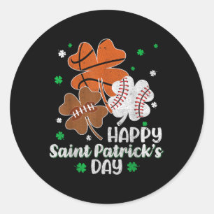 Shamrock Football Basketball Baseball St Patricks Classic Round Sticker