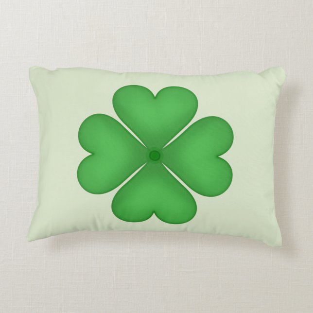 Shamrock Four leaf Clover Hearts Decorative Cushion (Back)