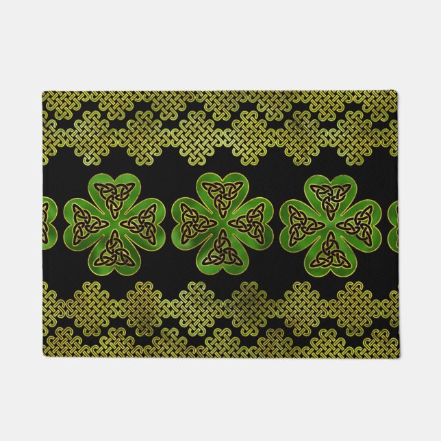 Shamrock Four-leaf clover with Triquetra Doormat (Front)