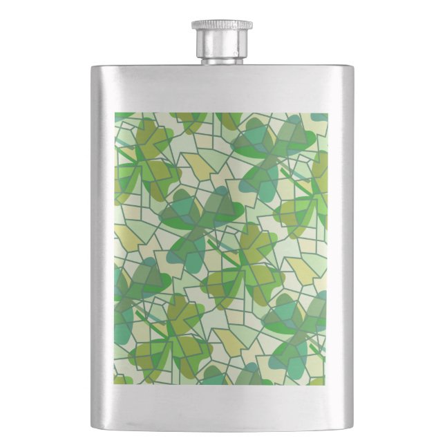 Shamrock Fragments Hip Flask (Front)