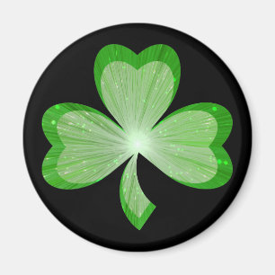 Shamrock fridge magnet round black
