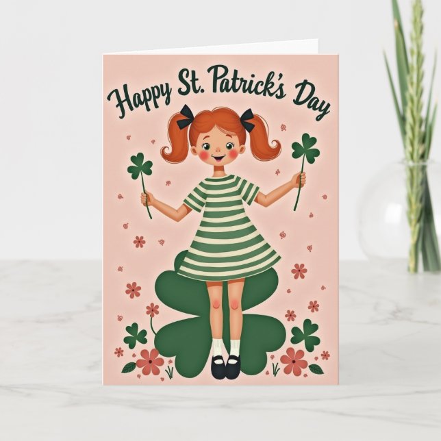 Shamrock Girl Glitter Texture Card (Front)