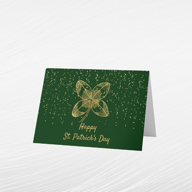 Shamrock Gold Confetti St Patricks Day Holiday Card (Creator Uploaded)