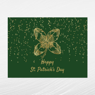 Shamrock Gold Confetti St Patricks Day Holiday Postcard