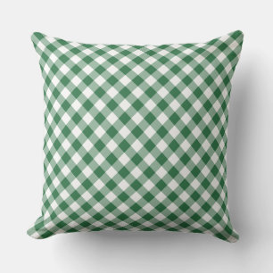 Shamrock Green and White Check Gingham Pillow