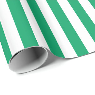 Shamrock Green and White Stripe Wrapping Paper