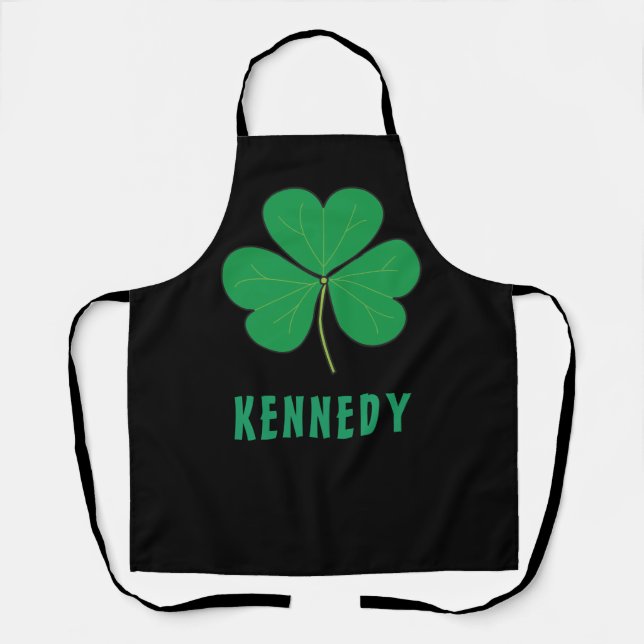 Shamrock Green Clover Ireland Celtic Irish Name Apron (Front)
