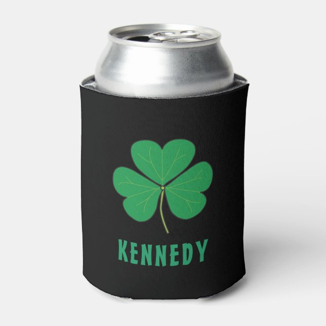 Shamrock Green Clover Ireland Celtic Irish Name Can Cooler (Can Front)