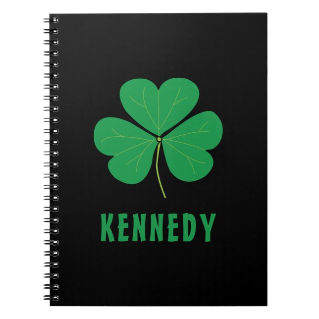 Shamrock Green Clover Ireland Celtic Irish Name Notebook (Front)
