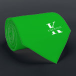 Shamrock Green Elegant Monogram   Name Tie<br><div class="desc">An elegant two-sided necktie featuring a bold white monogram across a Festive Shamrock Green background. On top of this monogram sits your first or last name spelled out in all capitals. If you prefer a bolder look for the personal name inside of the large letter you can do the following:...</div>