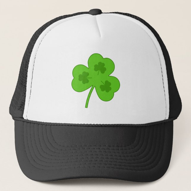SHAMROCK GREEN LEAF ST PATRICK'S DAY  TRUCKER HAT (Front)