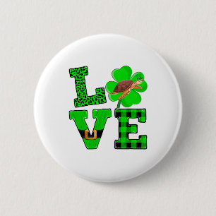 Shamrock Green Plaid Love Sea Turtle St Patrick'S 6 Cm Round Badge