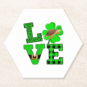 Shamrock Green Plaid Love Sea Turtle St Patrick'S Paper Coaster