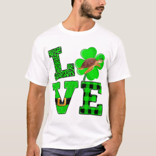 Shamrock Green Plaid Love Sea Turtle St Patrick'S T-Shirt