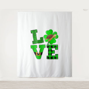 Shamrock Green Plaid Love Sea Turtle St Patrick'S Tapestry