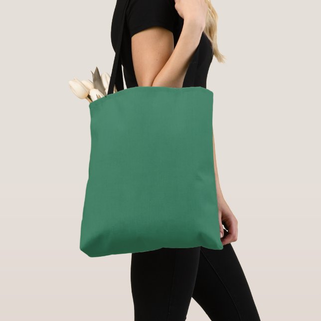 Shamrock Green Solid Color Print Tote Bag (Close Up)