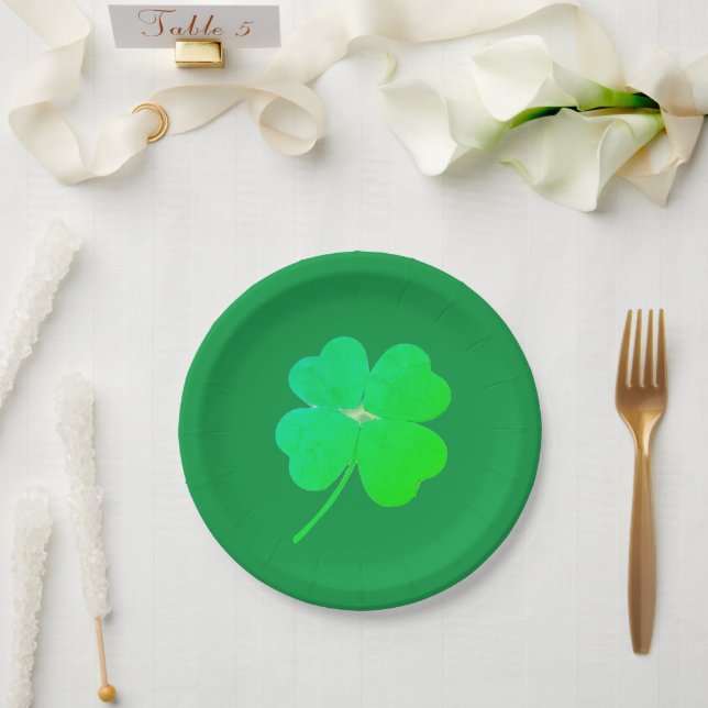 Shamrock Green St. Patricks Day 4Erin Paper Plate (Wedding)