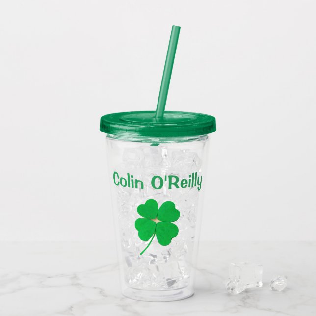 Shamrock Green St. Patricks Day (Name) 4Colin Acrylic Tumbler (Back Ice)